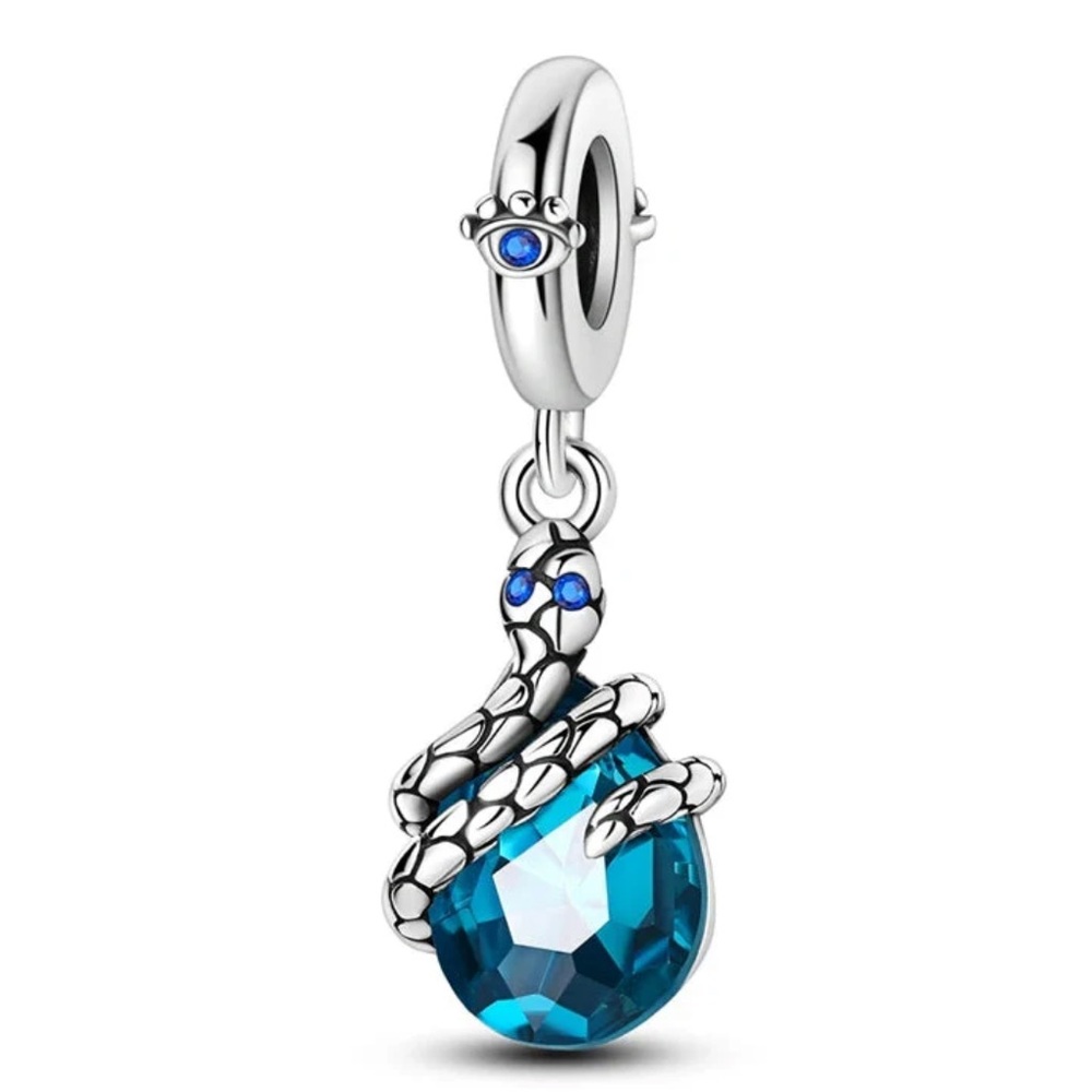 NWOT Mystic Blue Crystal & Dragon Claw Dangle Charm Sterling Silver 925